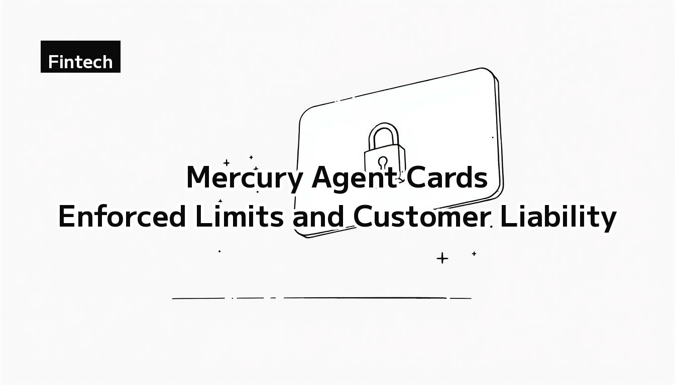 Monochrome fine-line illustration of a tilted payment card with a small padlock on its face, drawn in thin black strokes on a white background